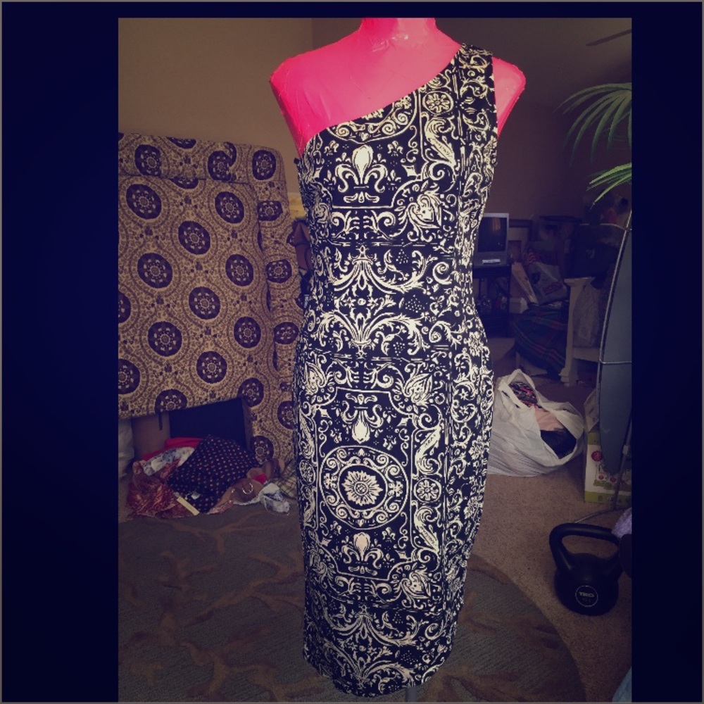 One shoulder, asymmetrical hemline Moschino dress