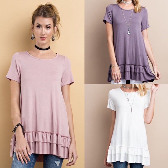 ISABELLA loose fit ruffle tunic top - BLACK - Picture 3 of 3