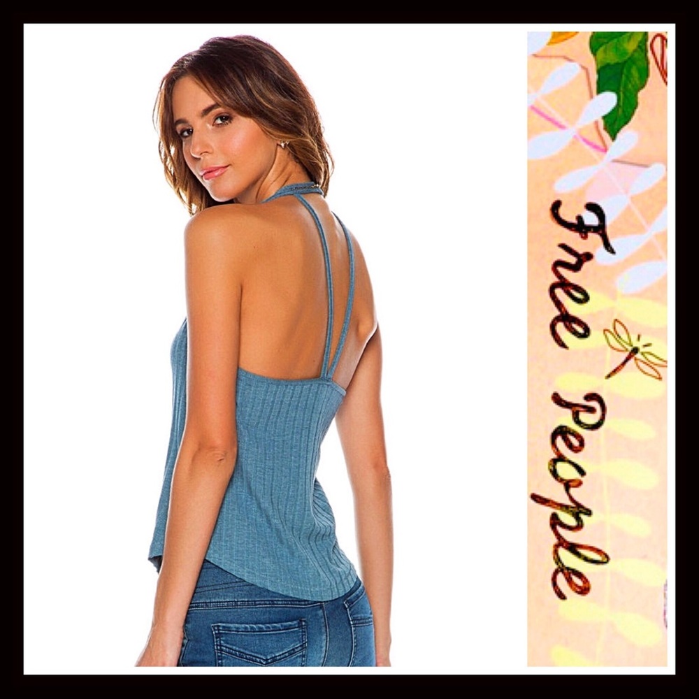 ❌SOLD❌FREE PEOPLE HALTER STRAPPY BACK TOP - Picture 2 of 7