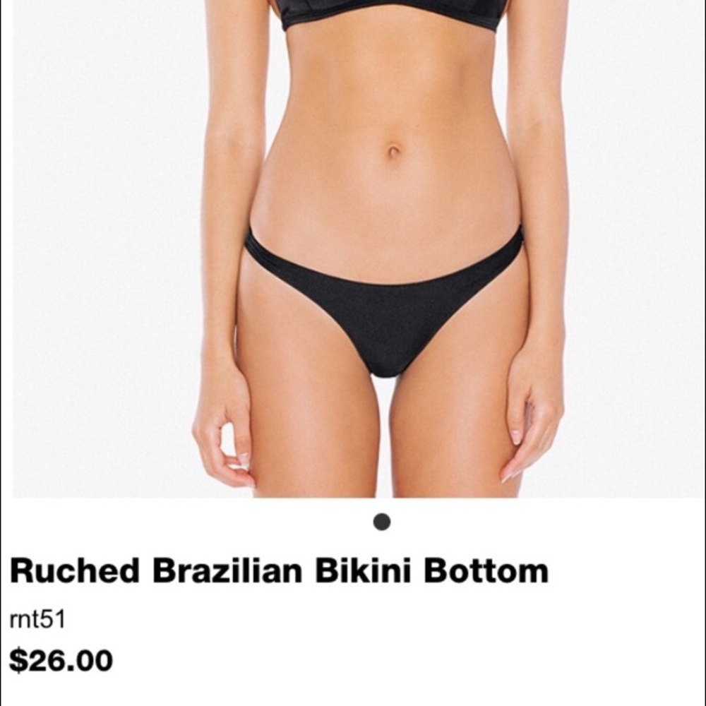 Medium Black Ruched Brazilian Bikini Bottom