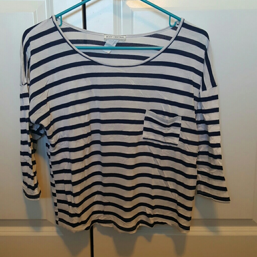 Navy and white stripped crop top