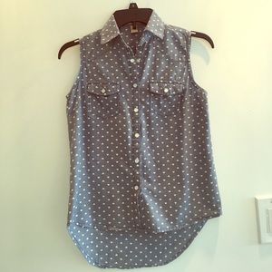 Cute polka hearted sleeveless button down
