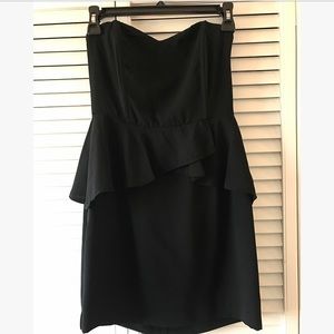 Black Peplum Mini Cocktail Dress