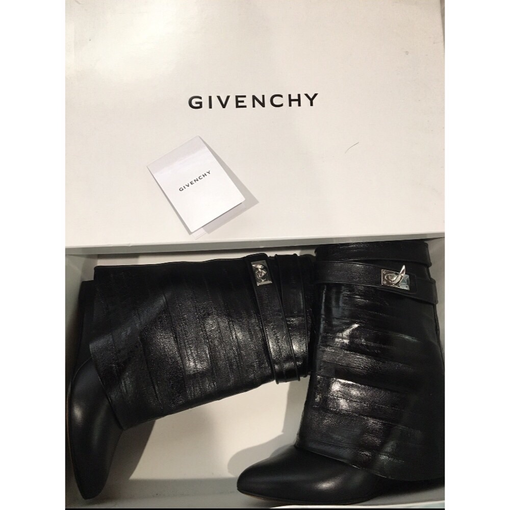 Givenchy Eel Skin Shark Lock Ankle Boots