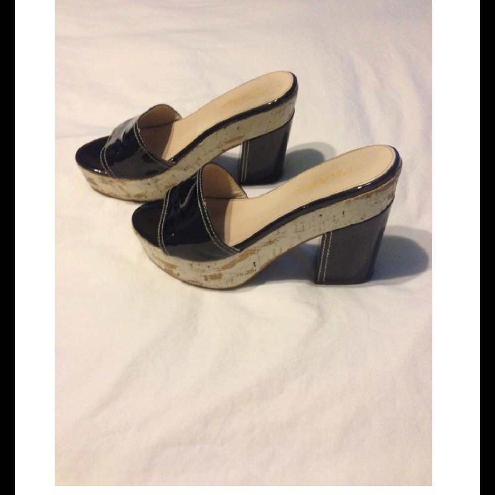 Prada Cork Platforms Back White  36 6