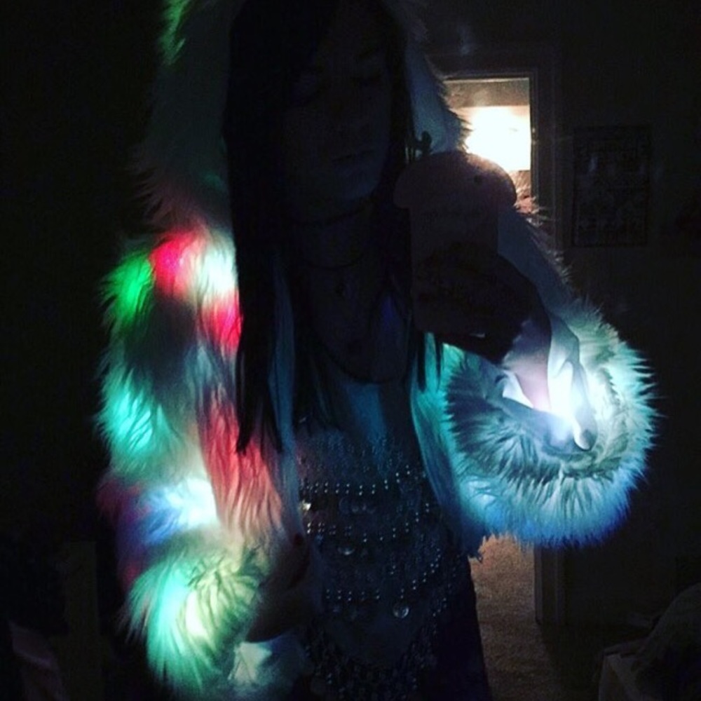 Sold🦄J. Valentine light up LED furry crop jacket - Picture 1 of 4