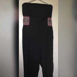 Black Pant Suit Romper w/ Beautiful Beading Detail