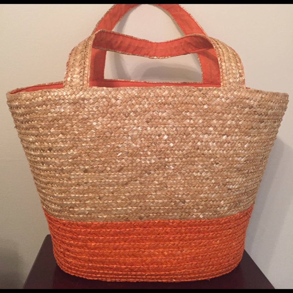 Neimen Marcus Summer Accessory Tote Tan & Salmon