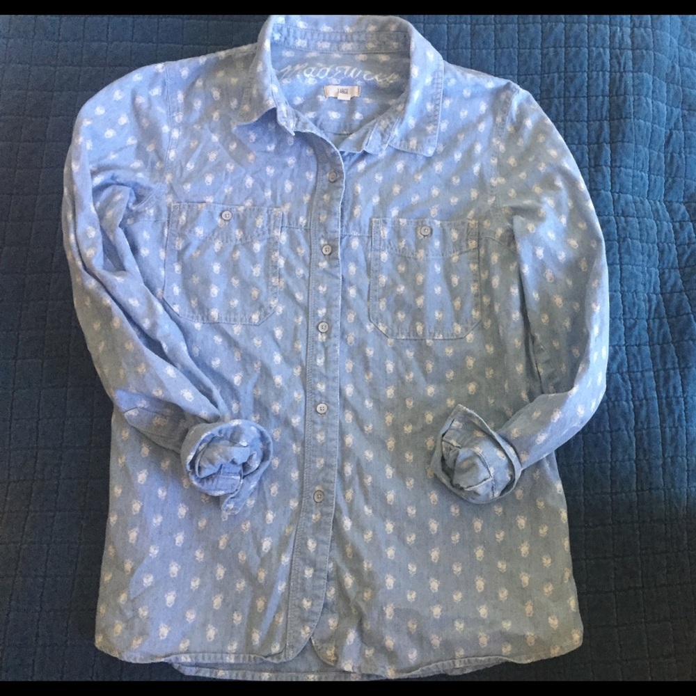 Madewell printed chambray shirt. Size L