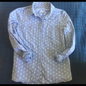 Madewell printed chambray shirt. Size L