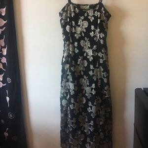 Black and silver flowered Spaghetti strap dress