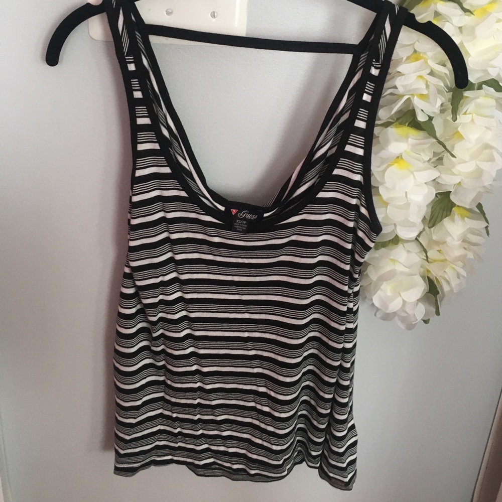 Striped black and white Guess tank top