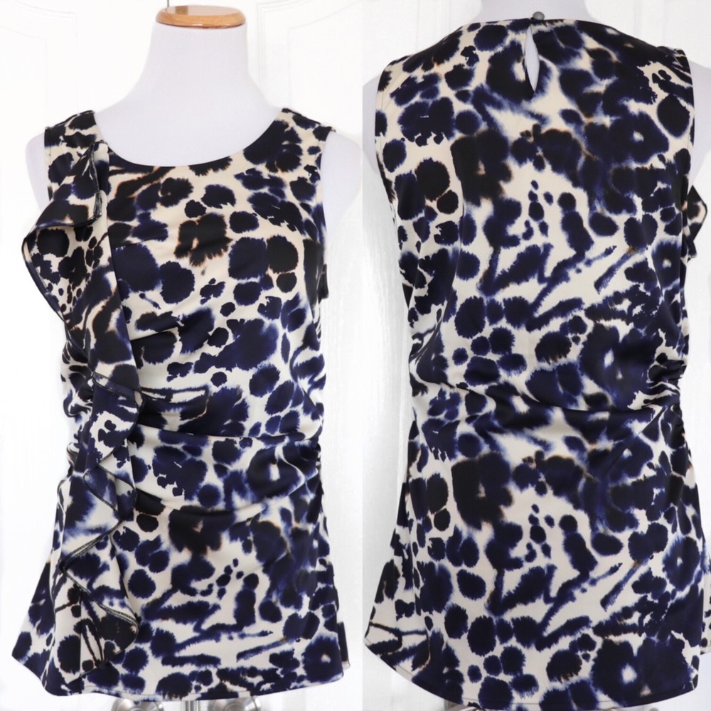 Ann Taylor Blue Leopard Blouse