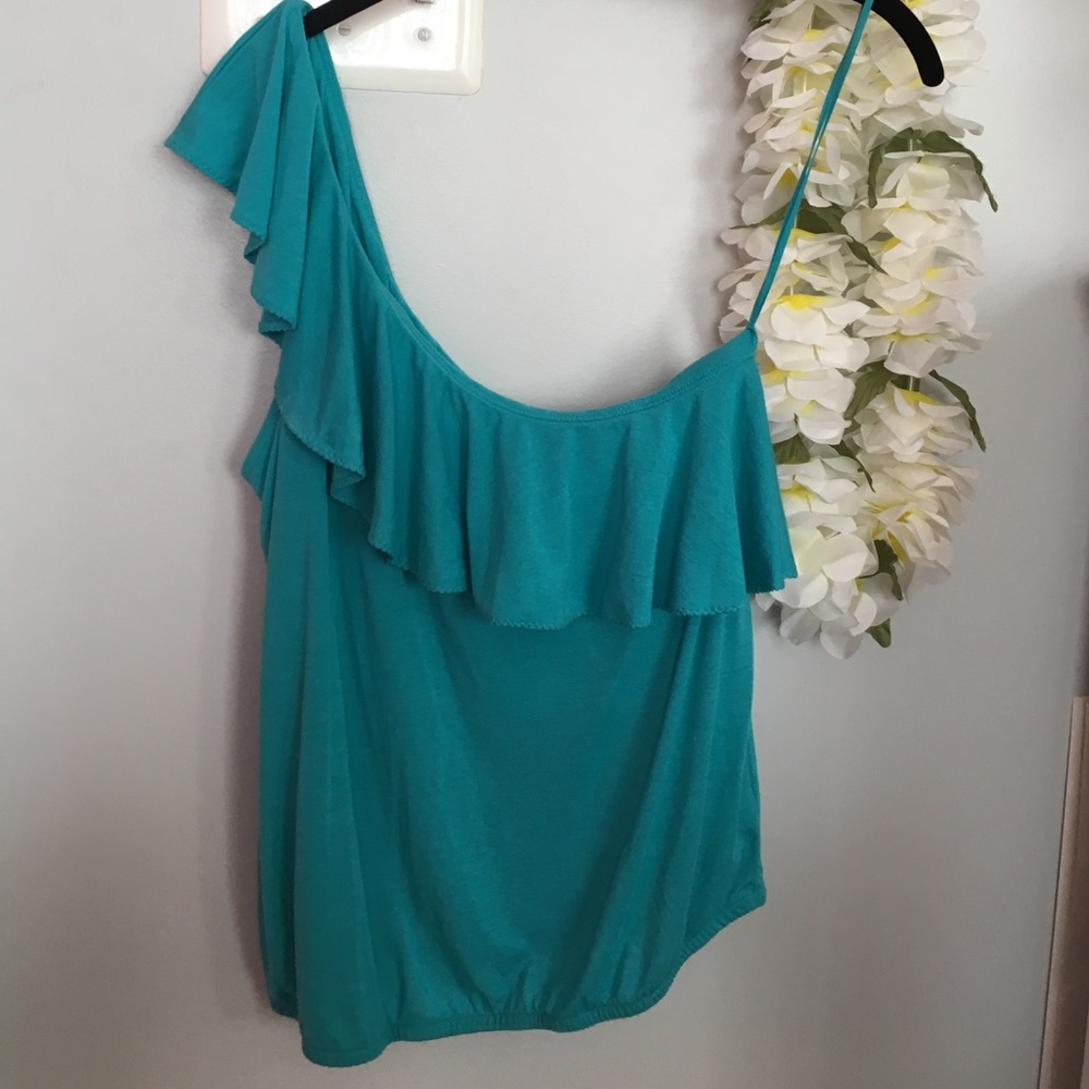 Blue one shoulder top