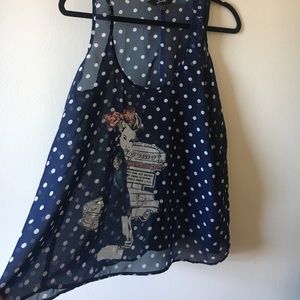 Blue and White Graphic Polkadot top