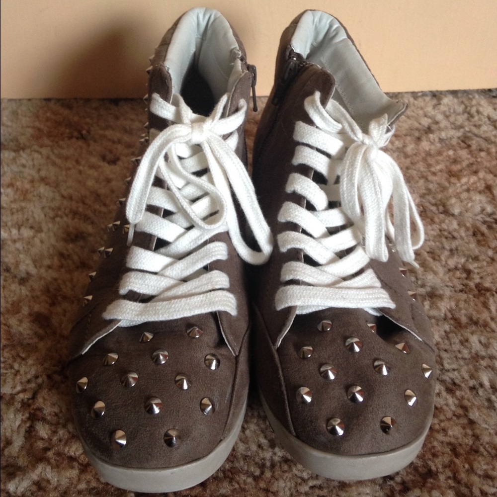 Grey Studded High-Tops
