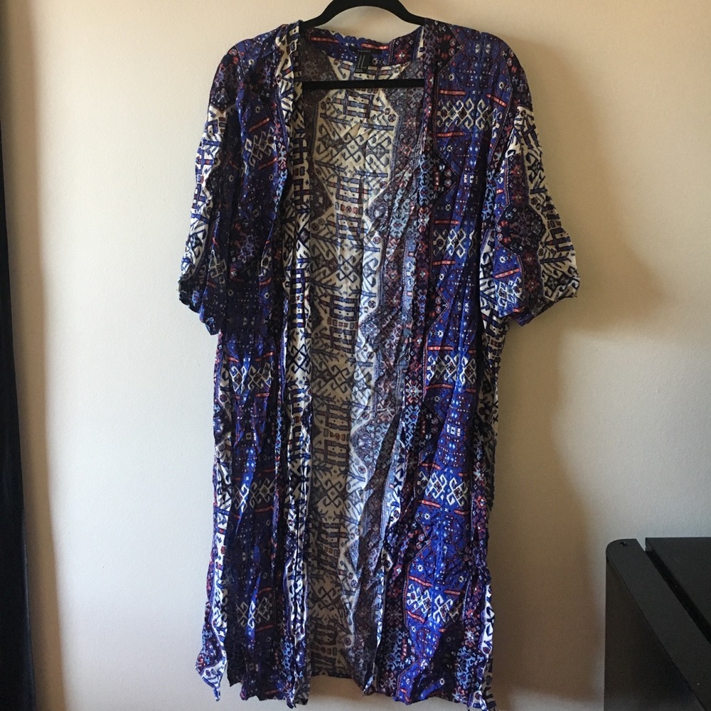 Long Pattern Multicolored Cardigan