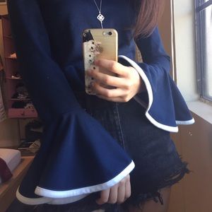 Storets wide cuff knit top size S/ Navy