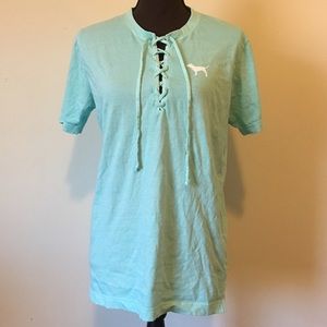 Victorias Secret Pink Lace Up Tee