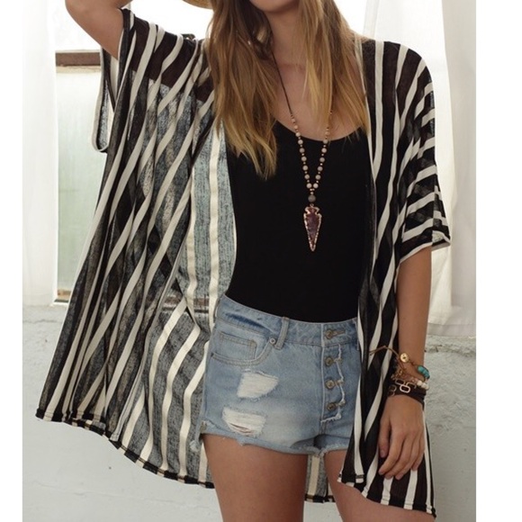 Bchic Accessories - 🇺🇸SALE Classic Stripe  Jersey Kimono/ Cover Up