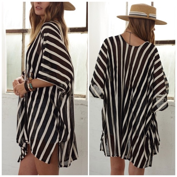 🇺🇸SALE Classic Stripe  Jersey Kimono/ Cover Up - Picture 5 of 5