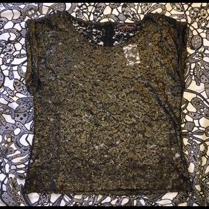 Black and gold lace Tshirt