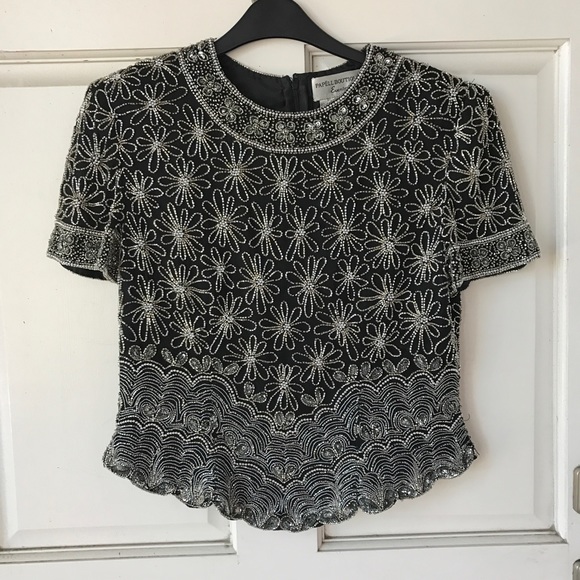 Adrianna Papell Tops - Papéll Boutique Floral Beaded Silk Evening Top