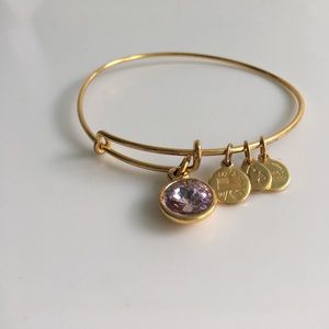 June Birth Month Charm Bangle w/ Swarovski Crystal