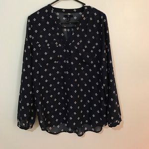 Gap Factory Sheer navy long sleeve blouse