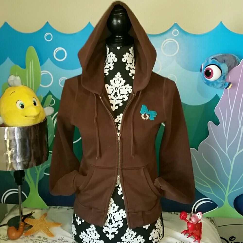 Brown & blue multi way zip up hoodie