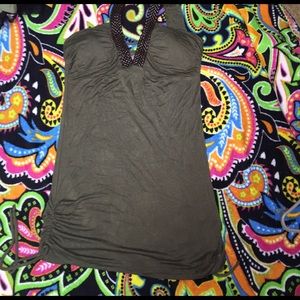 Army green Rue21 tie around the neck shirt