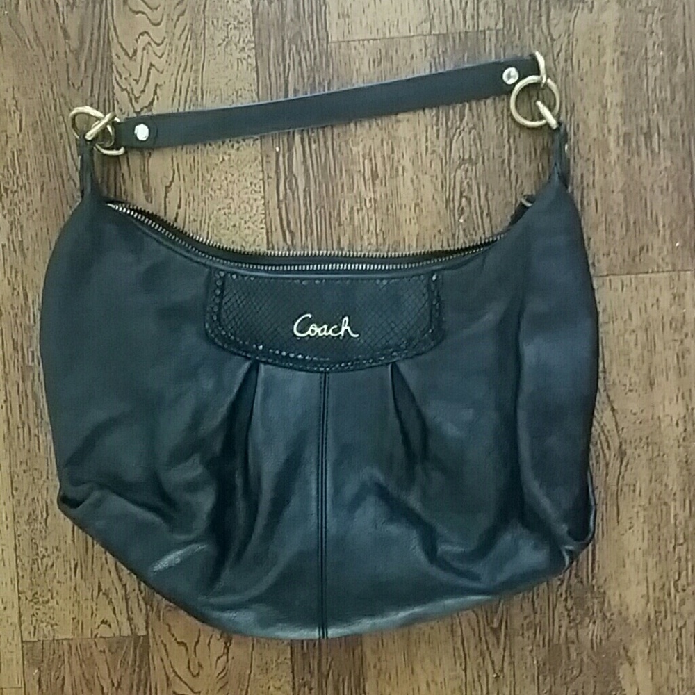 Coach black leather hobo