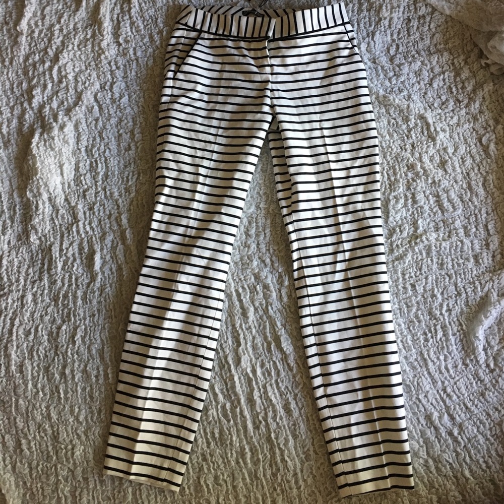 Black and white striped pants
