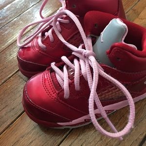 Toddler size 5 pink/red Jordan's
