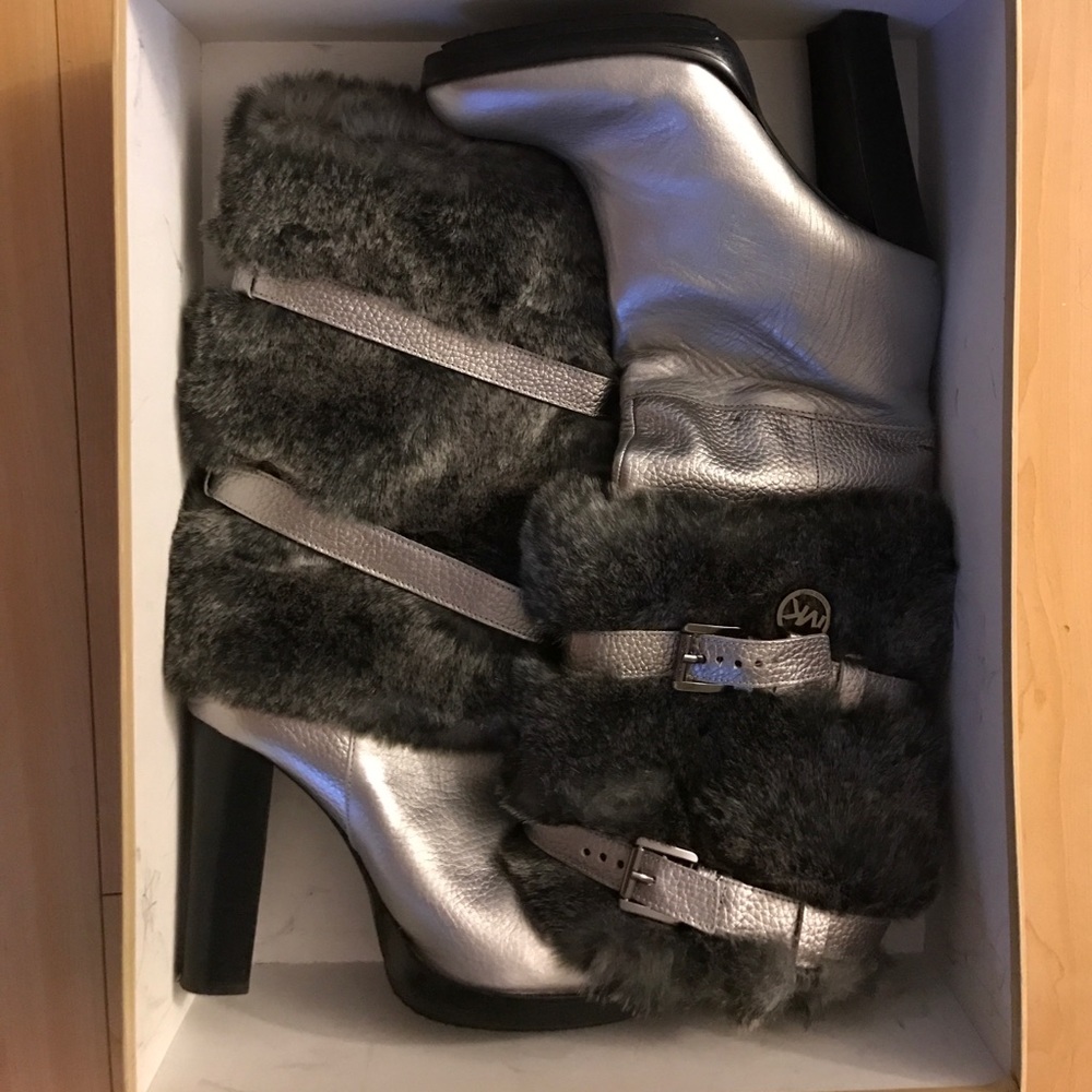 Michael Kors Faux Fur & Metallic Leather Boot