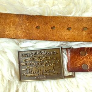Vintage Levi Strauss Leather Belt w/ Metal Buckle