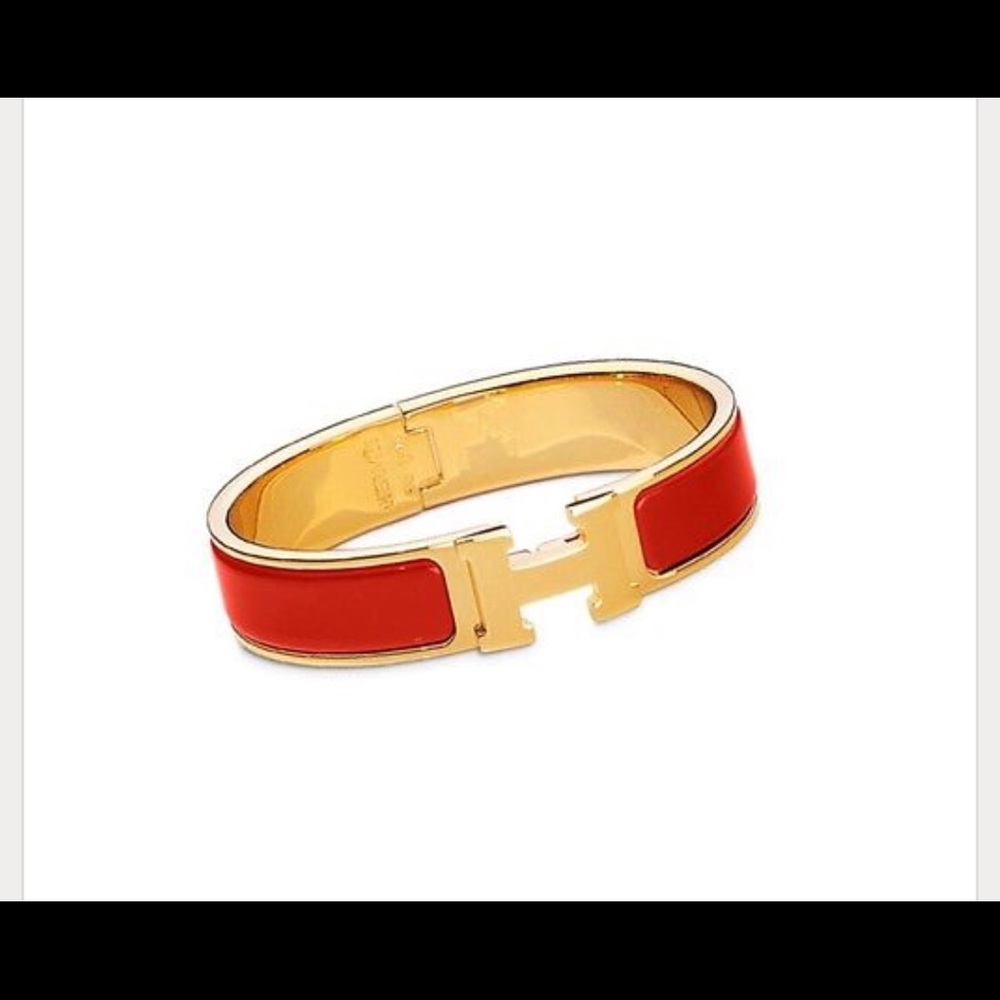 Gold/red enamel bracelet