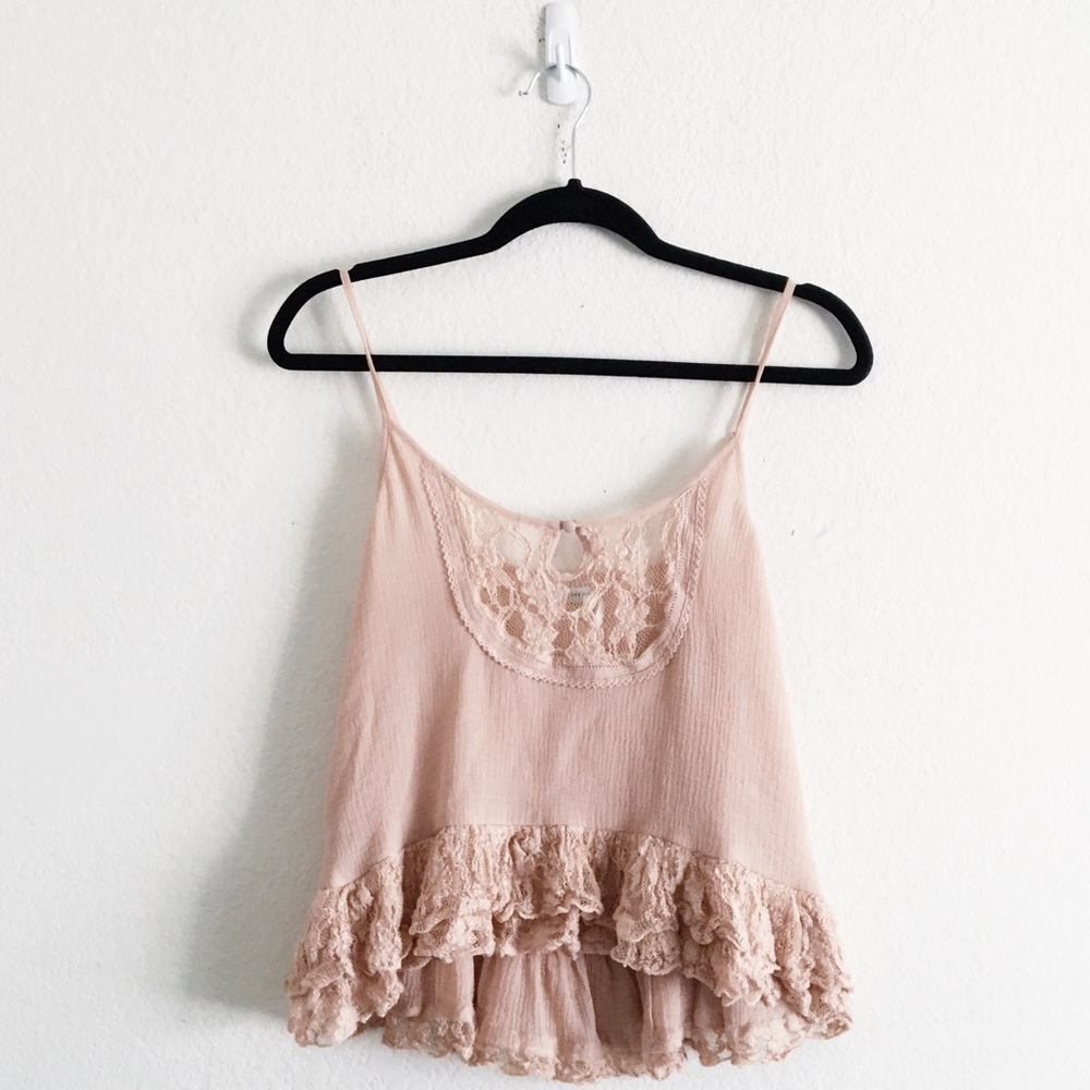 {Urban Outfitters} | Lace Blush Strapped Blouse