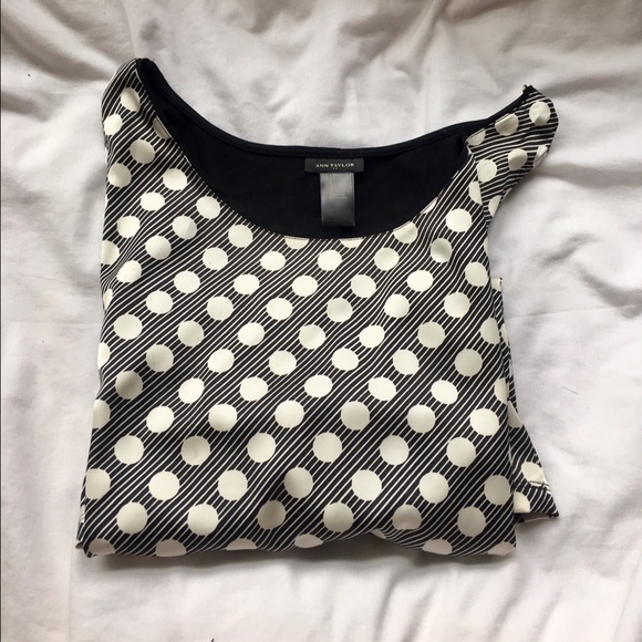 Ann Taylor Tops - ANN TAYLOR White & Black Polka Dot Blouse