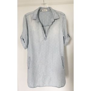 Chambray Polka Dot Shirt Dress