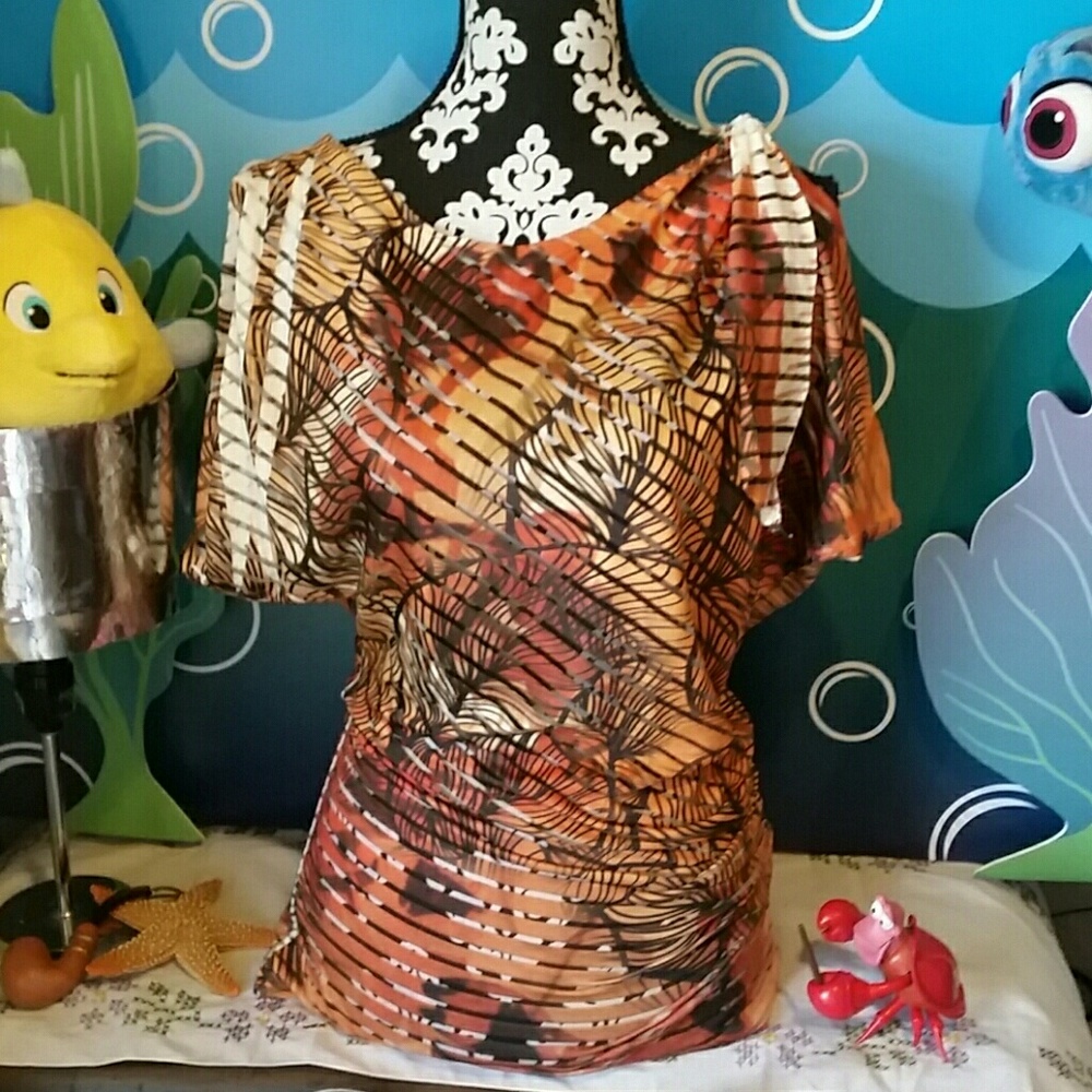 UmGee shear tropical printed tunic summer top