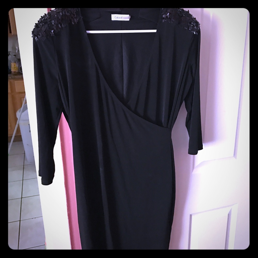 Calvin Klein knee high black bodycon dress