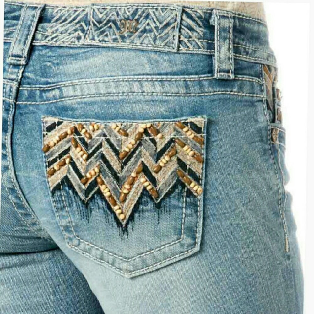 NWT  Miss Me Beaded Chevron Skinny Jeans