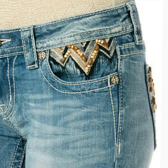 NWT  Miss Me Beaded Chevron Skinny Jeans - Picture 2 of 8