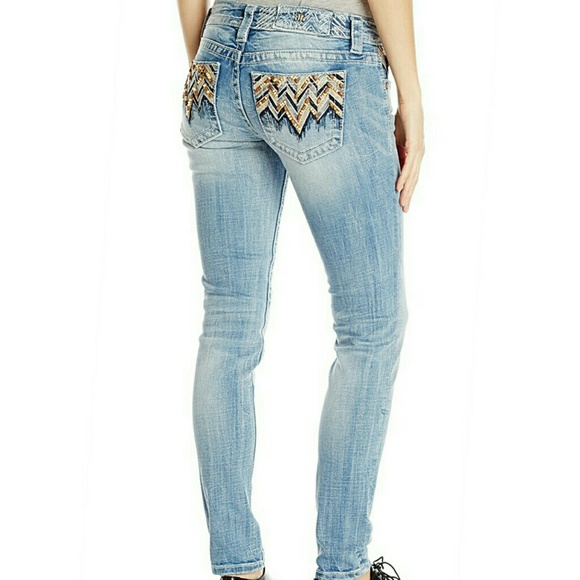 NWT  Miss Me Beaded Chevron Skinny Jeans - Picture 4 of 8