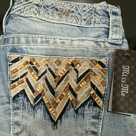 NWT  Miss Me Beaded Chevron Skinny Jeans - Picture 6 of 8