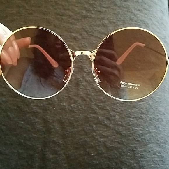 TWO TONE ROUND CIRCLE SUNGLASSES sold - Picture 3 of 5