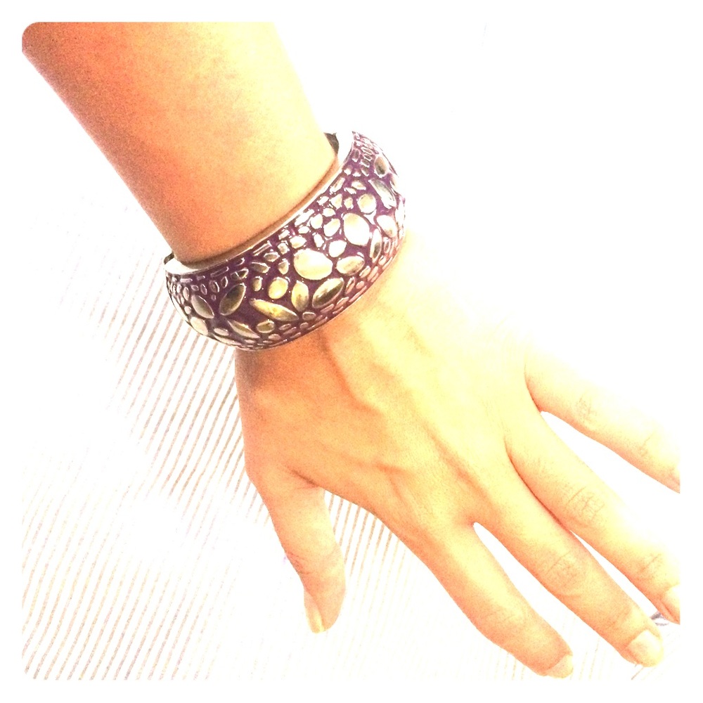 Purple and Silver cuff bracelet