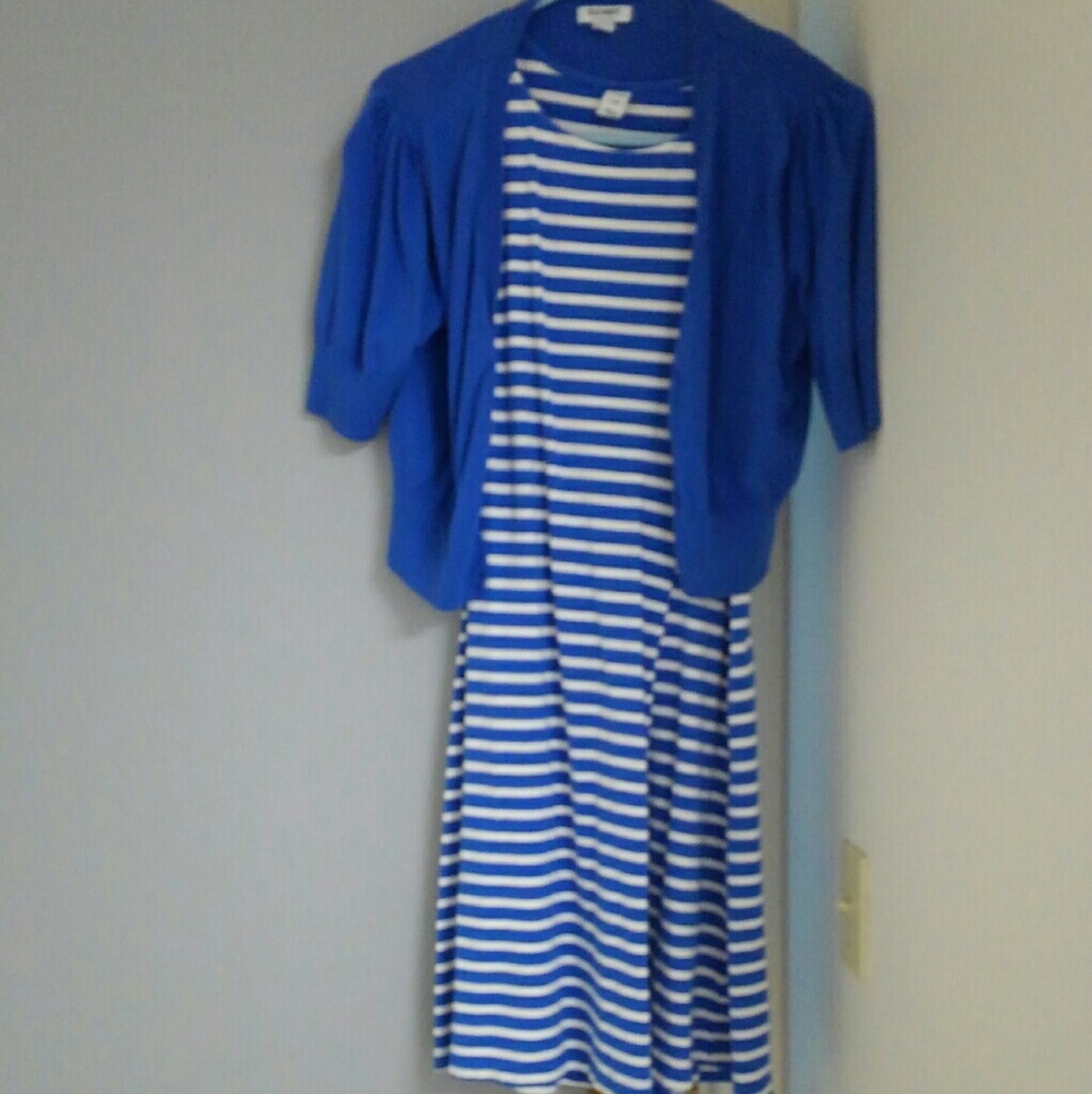 *SOLD*Old Navy cropped cardi & striped tank dress
