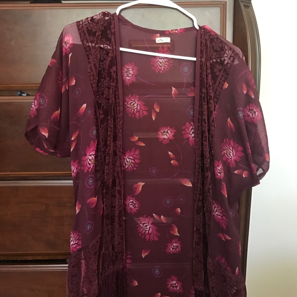 Maroon, flowery kimono from Hollister